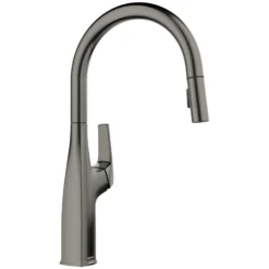 Blanco Rivana High Arc Pull-Down Dual-Spray Kitchen Faucet, Satin Dark Steel, 1.5 GPM, Brass, 443267