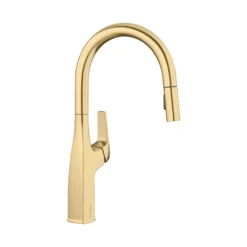 Blanco Rivana High-Arc Pull-Down Dual-Spray Kitchen Faucet, Satin Gold, 1.5 GPM, Brass, 442985