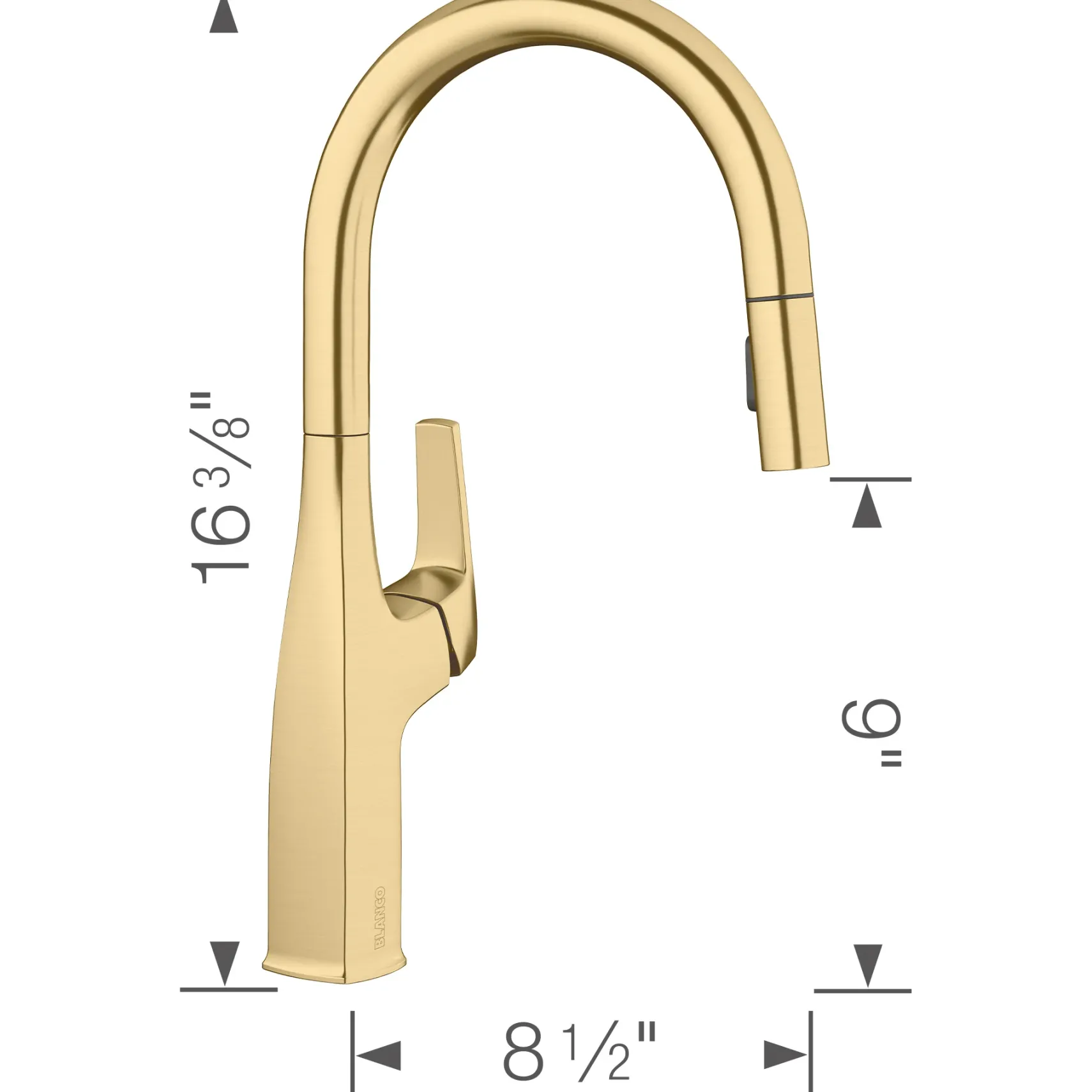 Blanco Rivana High-Arc Pull-Down Dual-Spray Kitchen Faucet, Satin Gold, 1.5 GPM, Brass, 442985