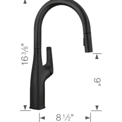 Blanco Rivana High-Arc Pull-Down Dual-Spray Kitchen Faucet, Matte Black, 1.5 GPM, Brass, 443020