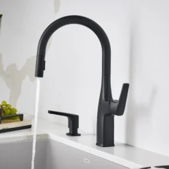 Blanco Rivana High-Arc Pull-Down Dual-Spray Kitchen Faucet, Matte Black, 1.5 GPM, Brass, 443020