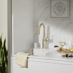 Blanco Rivana Pull-Down Bar Faucet, Satin Gold, 1.5 GPM, Brass, 442986