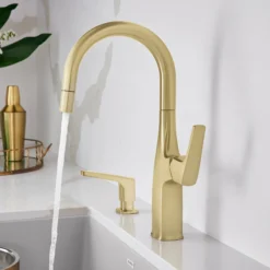 Blanco Rivana Pull-Down Bar Faucet, Satin Gold, 1.5 GPM, Brass, 442986