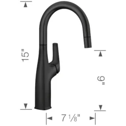 Blanco Rivana Pull-Down Bar Faucet, Matte Black, 1.5 GPM, Brass, 443021