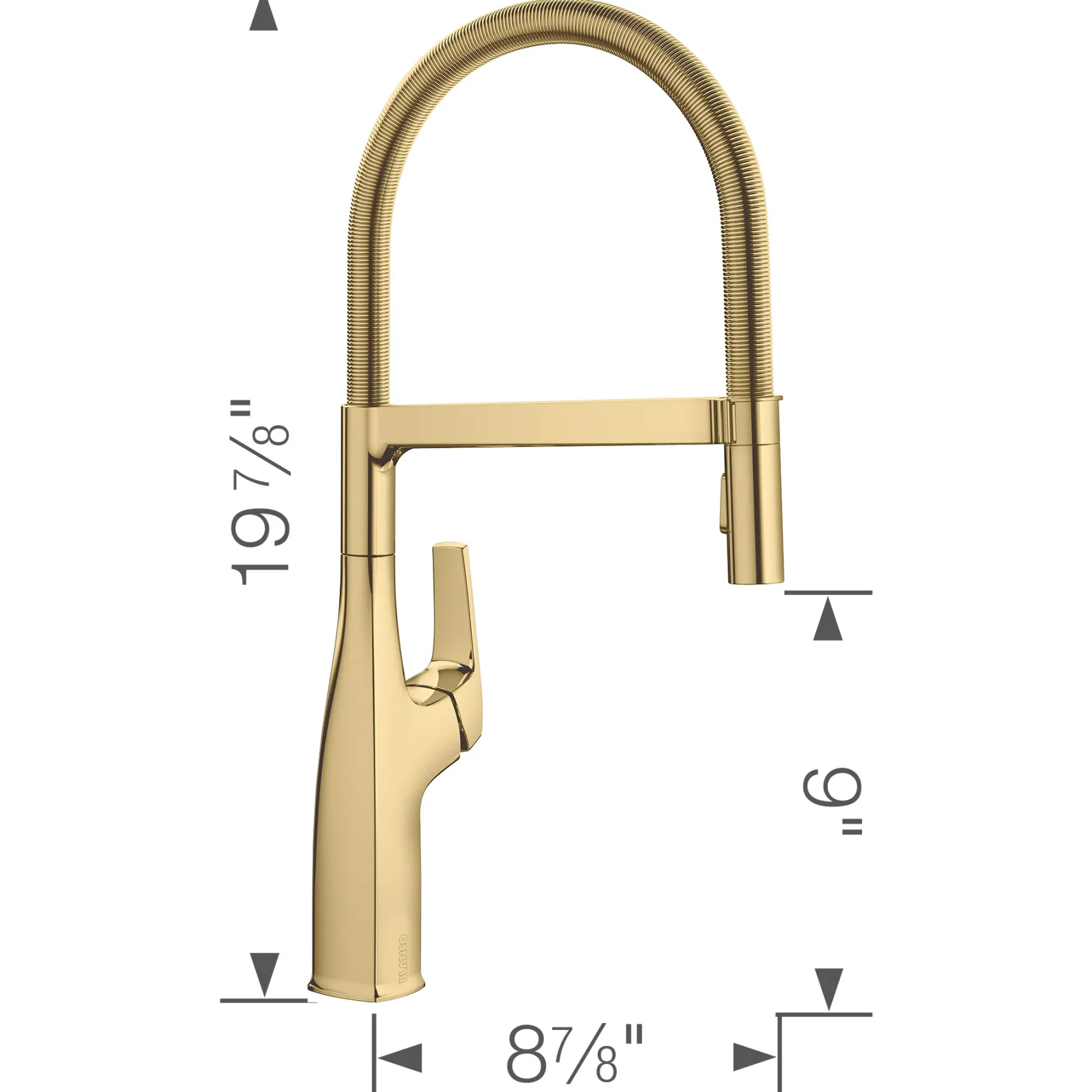 Blanco Rivana Semi-Pro Pull-Down Dual-Spray Kitchen Faucet, Satin Gold, 1.5 GPM, Brass, 442984