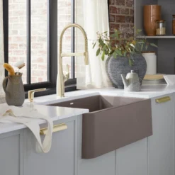 Blanco Rivana Semi-Pro Pull-Down Dual-Spray Kitchen Faucet, Satin Gold, 1.5 GPM, Brass, 442984