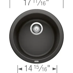 Blanco Rondo 18" Round Granite Composite Bar/Prep Sink, Silgranit, Coal Black, 525960