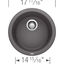 Blanco Rondo 18" Round Granite Composite Bar/Prep Sink, Silgranit, Cinder, 518911