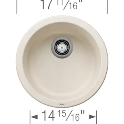 Blanco Rondo 18" Round Silgranit Bar/Prep Sink, Soft White, No Faucet Hole, 527407