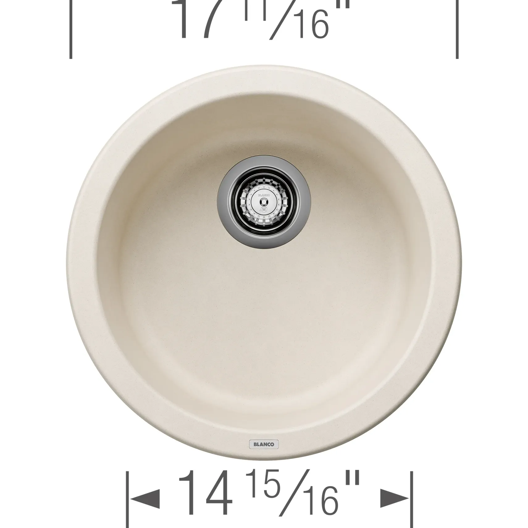 Blanco Rondo 18" Round Silgranit Bar/Prep Sink, Soft White, No Faucet Hole, 527407