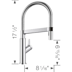 Blanco Solenta 1.5 GPM Brass Kitchen Faucet, Semi-Pro, Polished Chrome, 401990