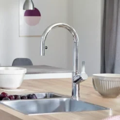 Blanco Urbena 1.5 GPM Brass Kitchen Faucet, Pull-Down, Polished Chrome, 526390
