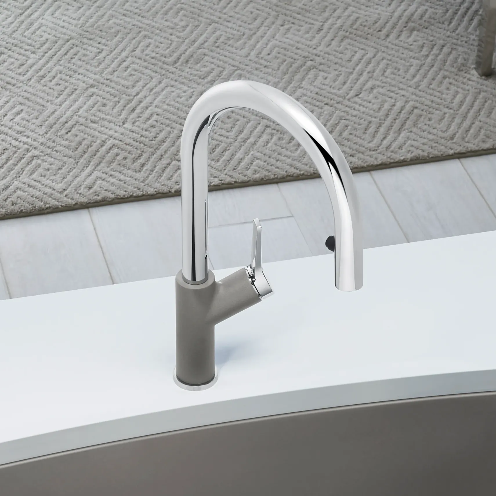 Blanco Urbena 1.5 GPM Brass Kitchen Faucet, Pull-Down, Truffle/Chrome, 526397