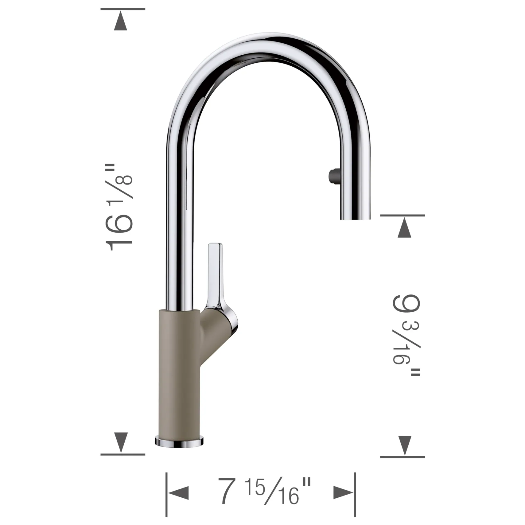 Blanco Urbena 1.5 GPM Brass Kitchen Faucet, Pull-Down, Truffle/Chrome, 526397