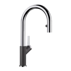 Blanco Urbena 1.5 GPM Brass Kitchen Faucet, Pull-Down, Anthracite/Chrome, 526392