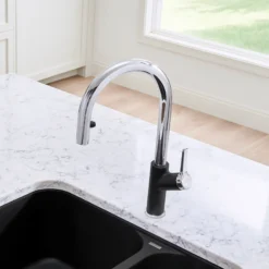 Blanco Urbena 1.5 GPM Brass Kitchen Faucet, Pull-Down, Anthracite/Chrome, 526392