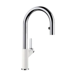 Blanco Urbena 1.5 GPM Brass Kitchen Faucet, Pull-Down, White/Chrome, 526391