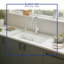 Blanco Urbena 1.5 GPM Brass Kitchen Faucet, Pull-Down, White/Chrome, 526391