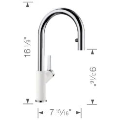 Blanco Urbena 1.5 GPM Brass Kitchen Faucet, Pull-Down, White/Chrome, 526391