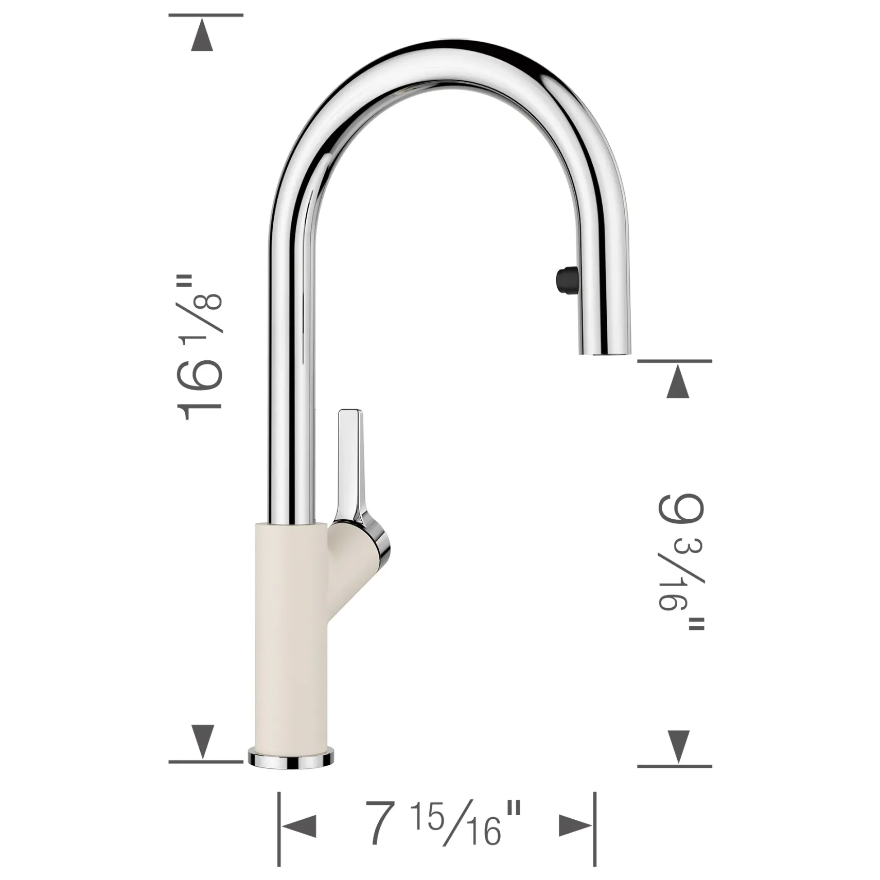 Blanco Urbena Pull-Down Dual-Spray Kitchen Faucet, Chrome/Soft White, 1.5 GPM, Brass, 526932
