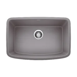 Blanco Valea 27" Undermount Granite Composite Kitchen Sink, Silgranit, Metallic Gray, 442554