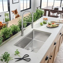 Blanco Cuvee 32" Undermount Stainless Steel Kitchen Sink, Satin Polish, 16 Gauge, No Faucet Hole, 524754