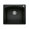 Blanco Diamond 25" Dual Mount Granite Composite Kitchen Sink, Silgranit, Coal Black, 442905