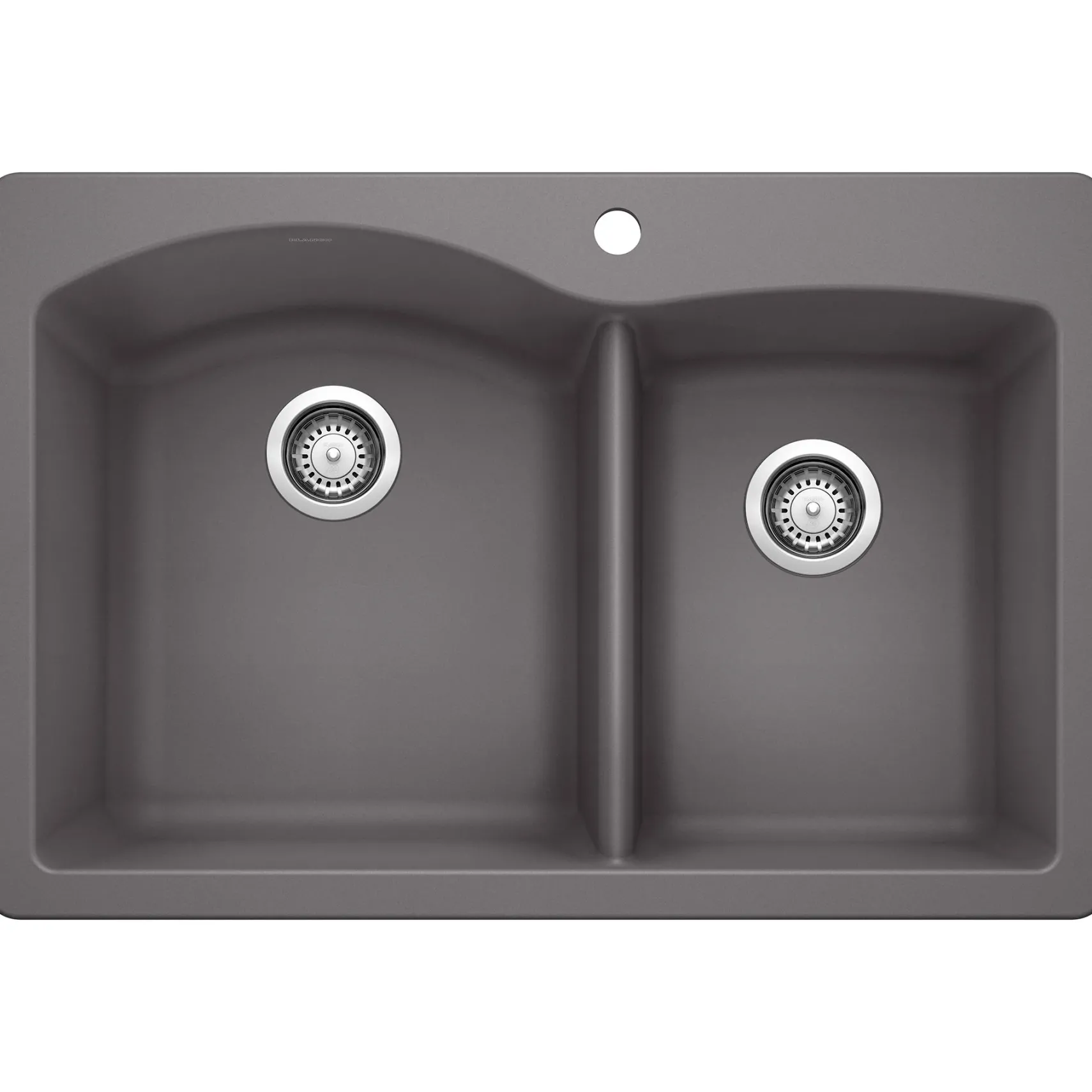 Blanco Diamond 33" Dual Mount Granite Composite Kitchen Sink, Silgranit, 60/40 Double Bowl, Cinder, 441465