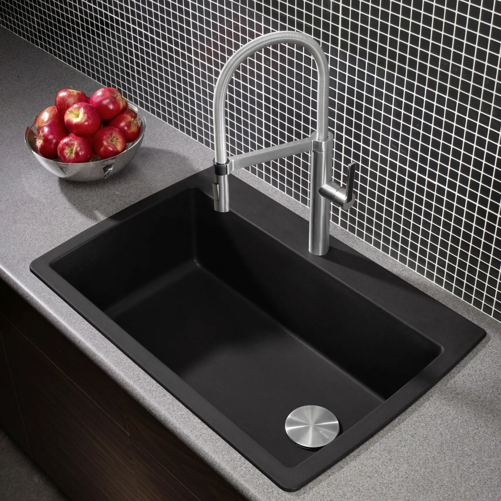 Blanco Diamond 34" Dual Mount Granite Composite Kitchen Sink, Silgranit, Anthracite, 440194
