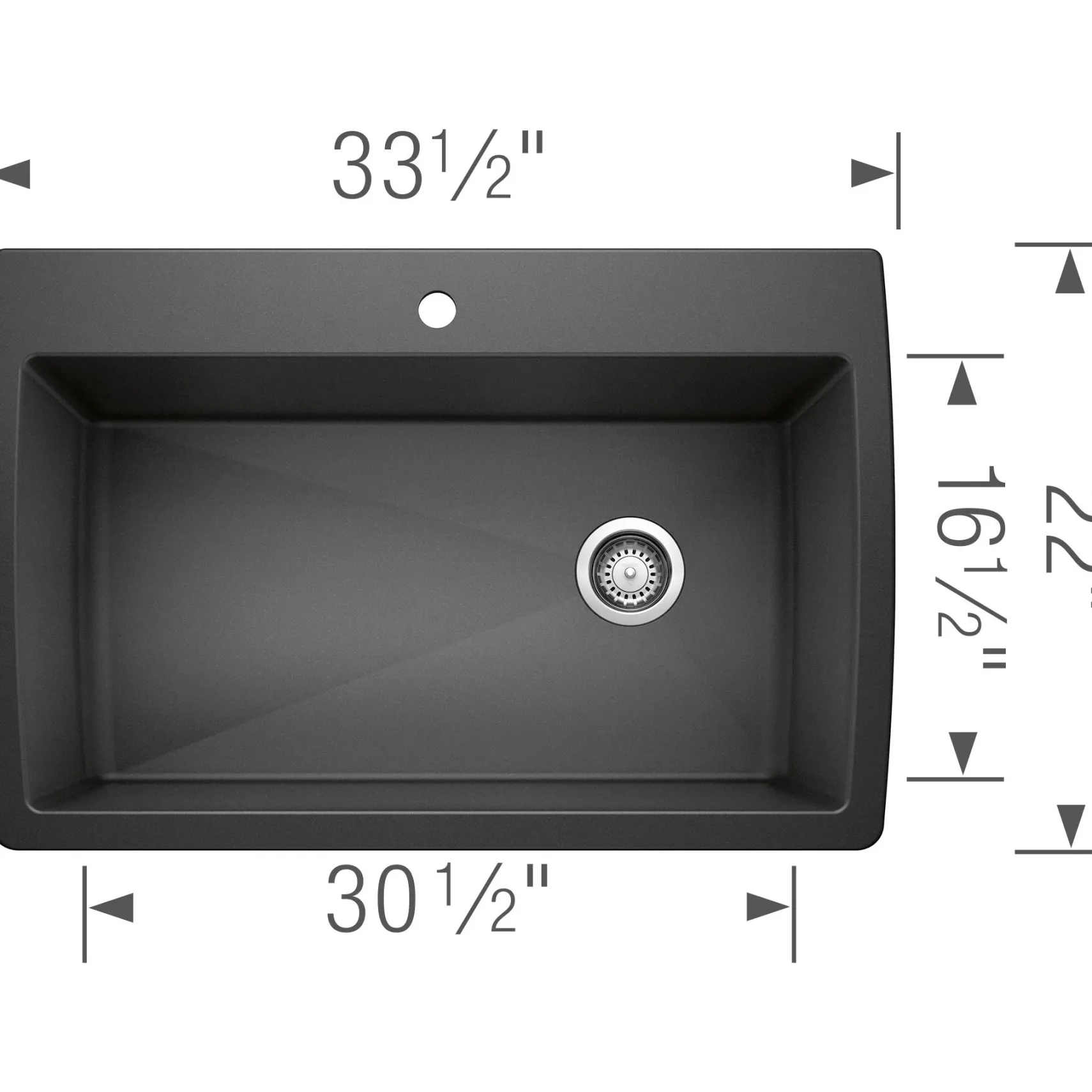 Blanco Diamond 34" Dual Mount Granite Composite Kitchen Sink, Silgranit, Anthracite, 440194