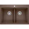 Blanco Diamond 33" Dual Mount Granite Composite Kitchen Sink, Silgranit, 50/50 Double Bowl, Cafe, 440218