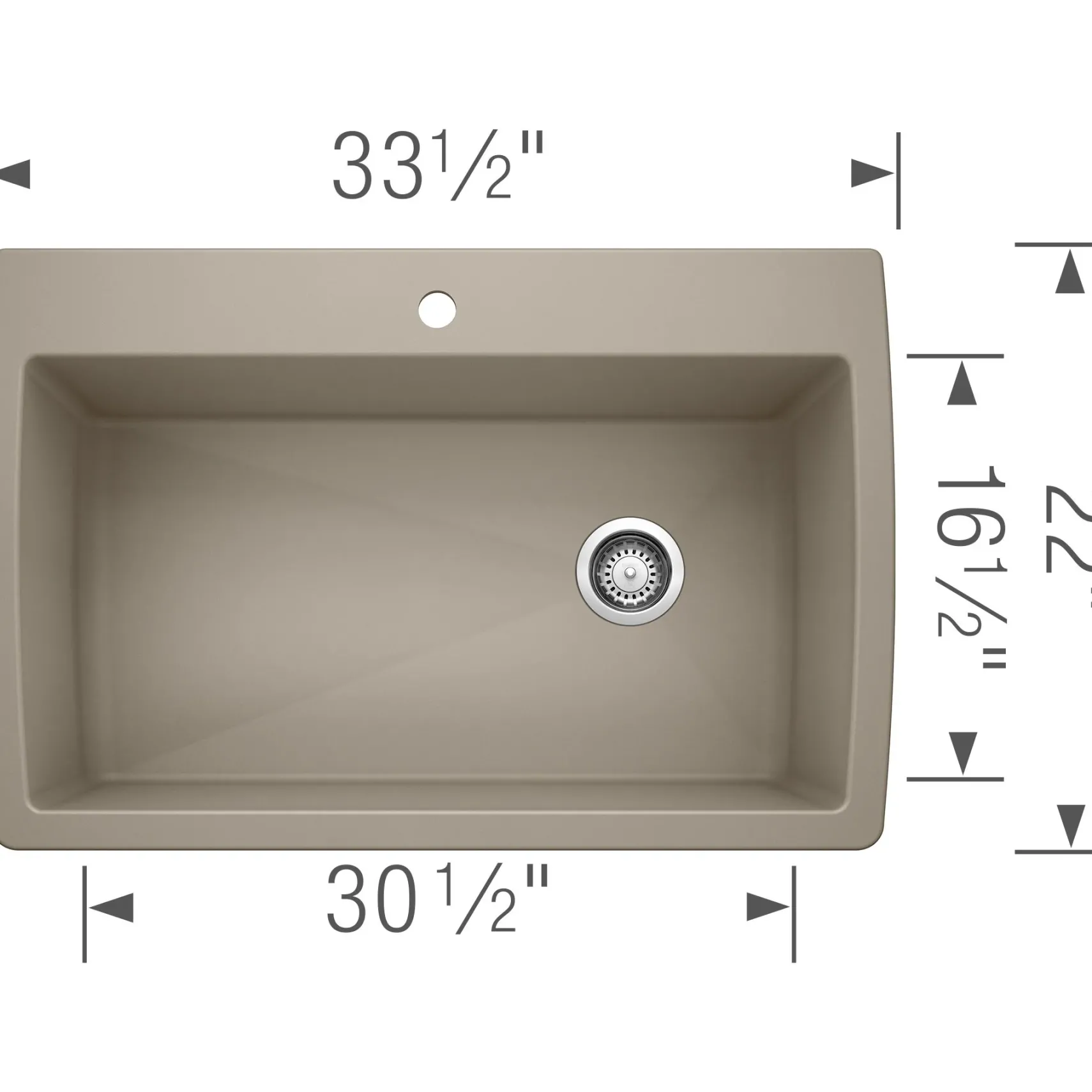 Blanco Diamond 34" Dual Mount Granite Composite Kitchen Sink, Silgranit, Truffle, 441287