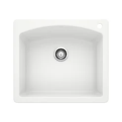 Blanco Diamond 25" Dual Mount Granite Composite Kitchen Sink, Silgranit, White, 440211