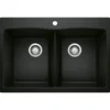 Blanco Diamond 33" Dual Mount Granite Composite Kitchen Sink, Silgranit, 50/50 Double Bowl, Coal Black, 442912