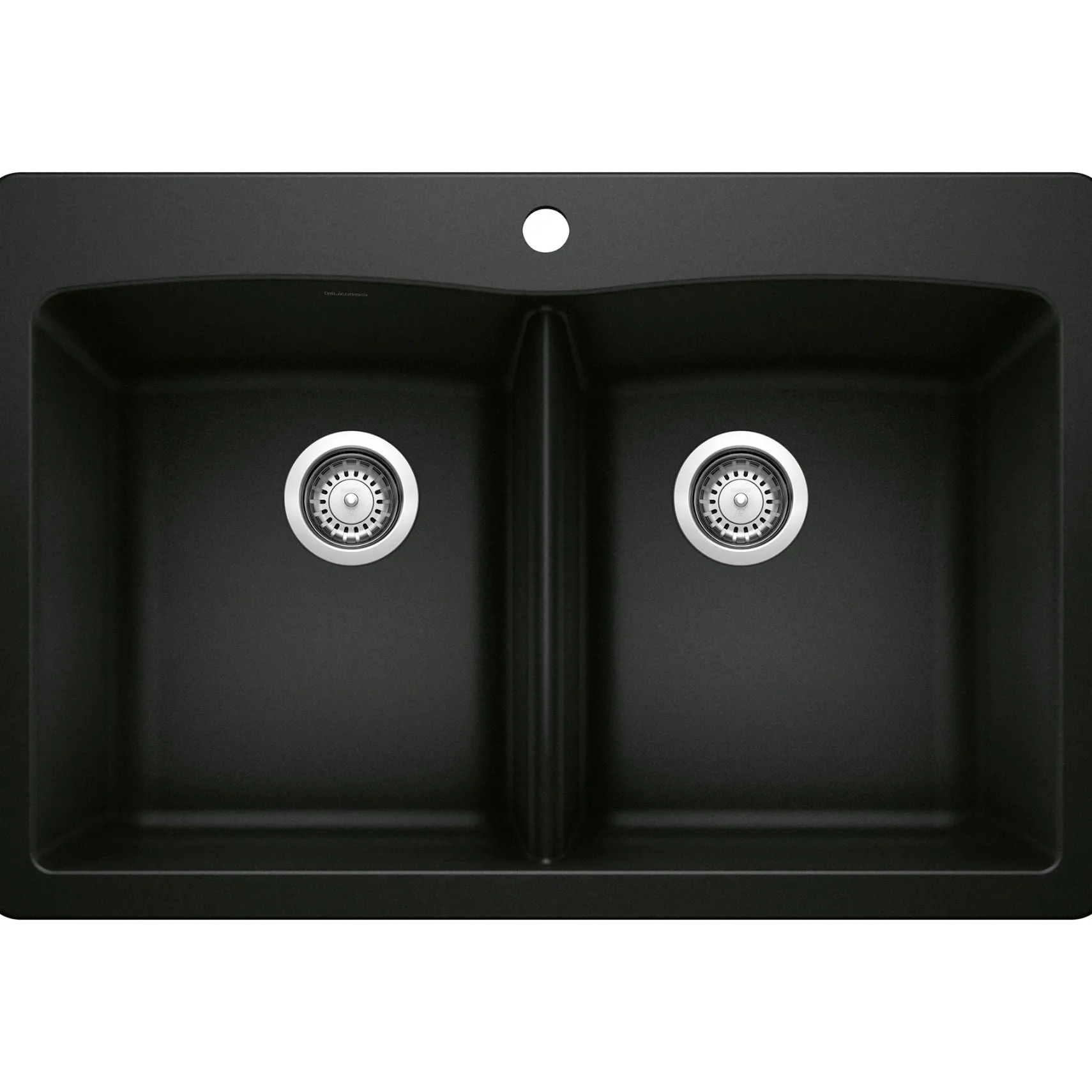 Blanco Diamond 33" Dual Mount Granite Composite Kitchen Sink, Silgranit, 50/50 Double Bowl, Coal Black, 442912
