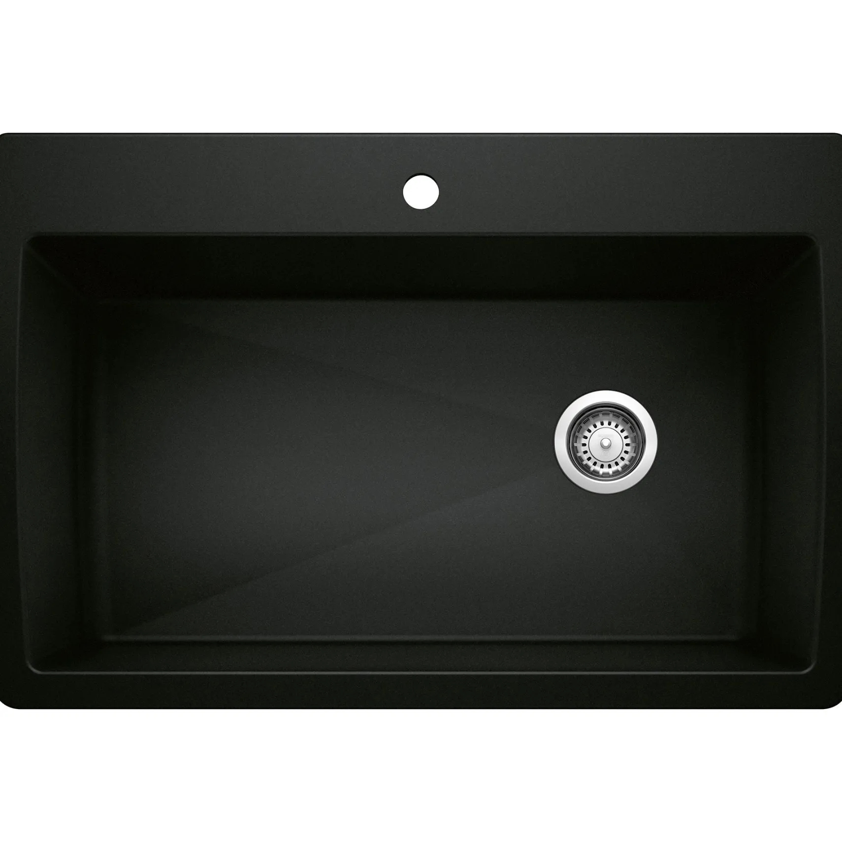 Blanco Diamond 34" Dual Mount Granite Composite Kitchen Sink, Silgranit, Coal Black, 442917