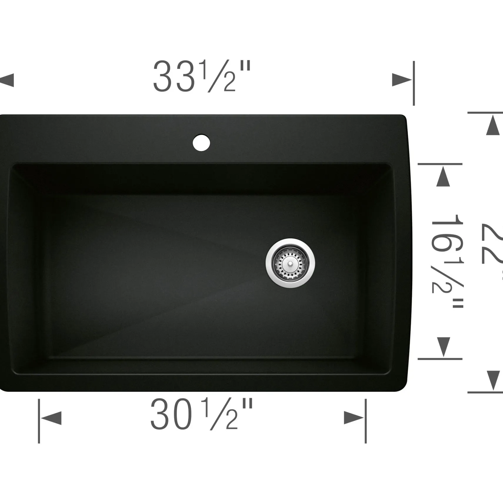 Blanco Diamond 34" Dual Mount Granite Composite Kitchen Sink, Silgranit, Coal Black, 442917