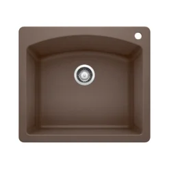 Blanco Diamond 25" Dual Mount Granite Composite Kitchen Sink, Silgranit, Cafe, 440208