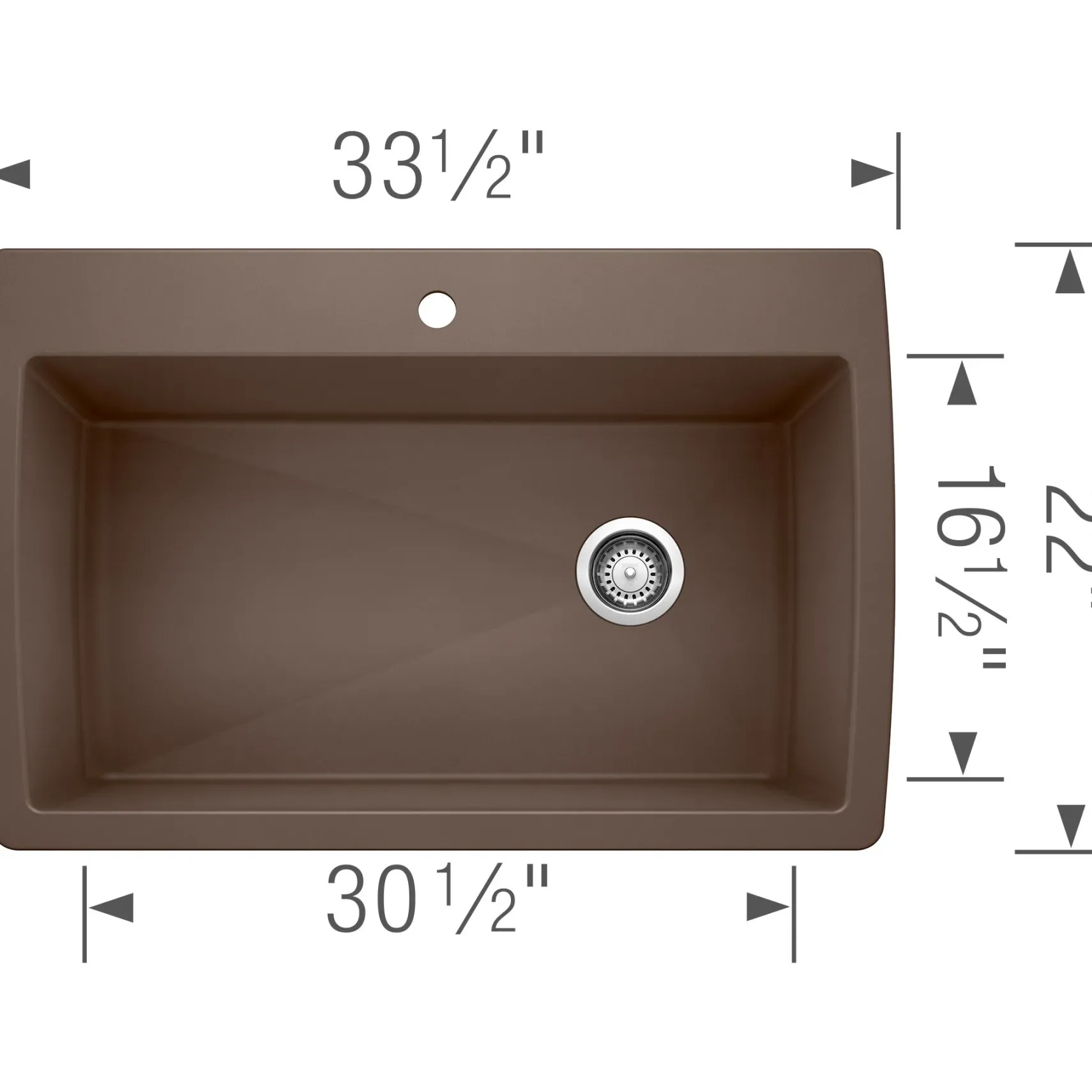 Blanco Diamond 34" Dual Mount Granite Composite Kitchen Sink, Silgranit, Cafe, 440192