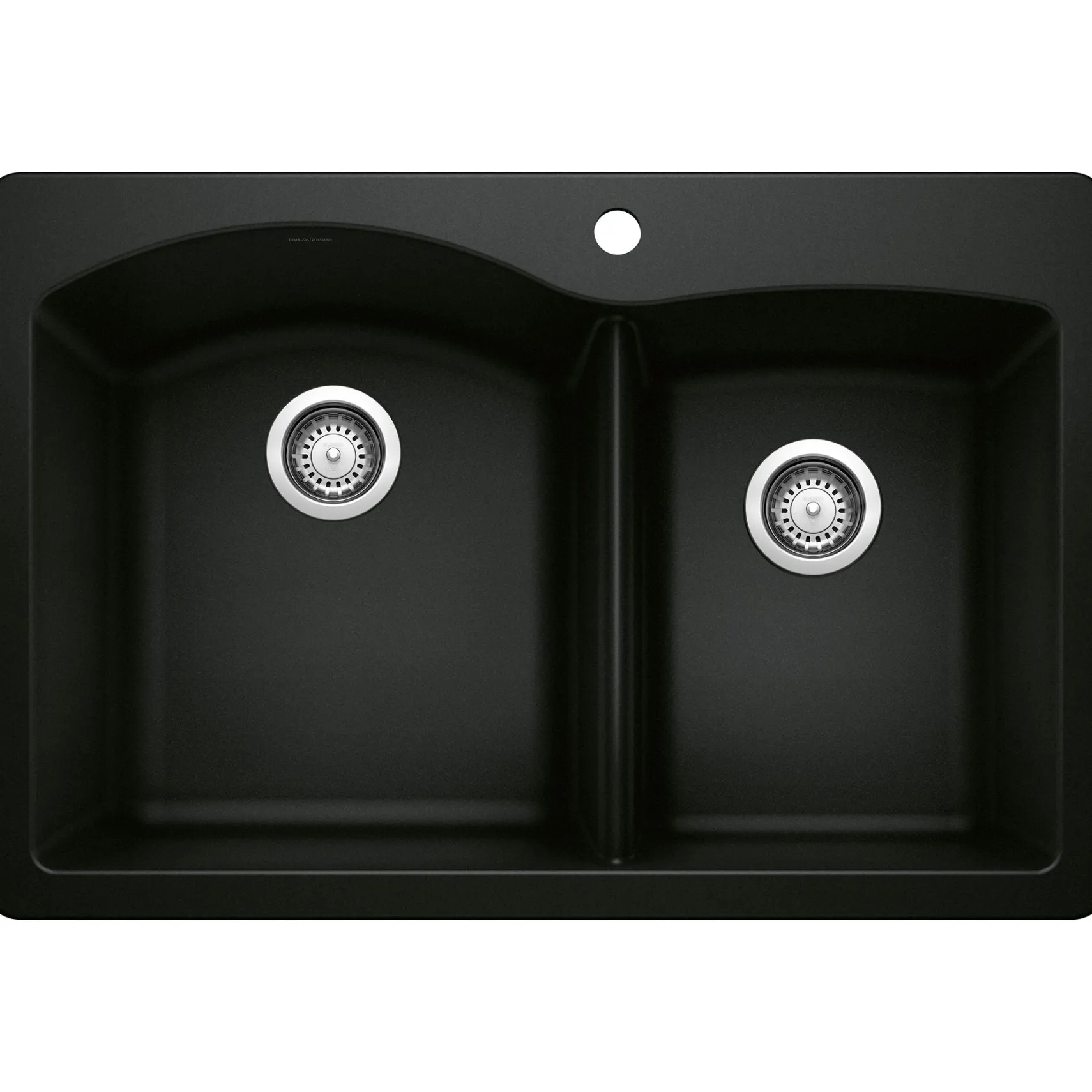 Blanco Diamond 33" Dual Mount Granite Composite Kitchen Sink, Silgranit, 60/40 Double Bowl, Coal Black, 442908