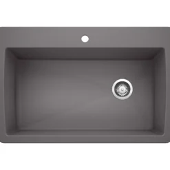 Blanco Diamond 34" Dual Mount Granite Composite Kitchen Sink, Silgranit, Cinder, 441467