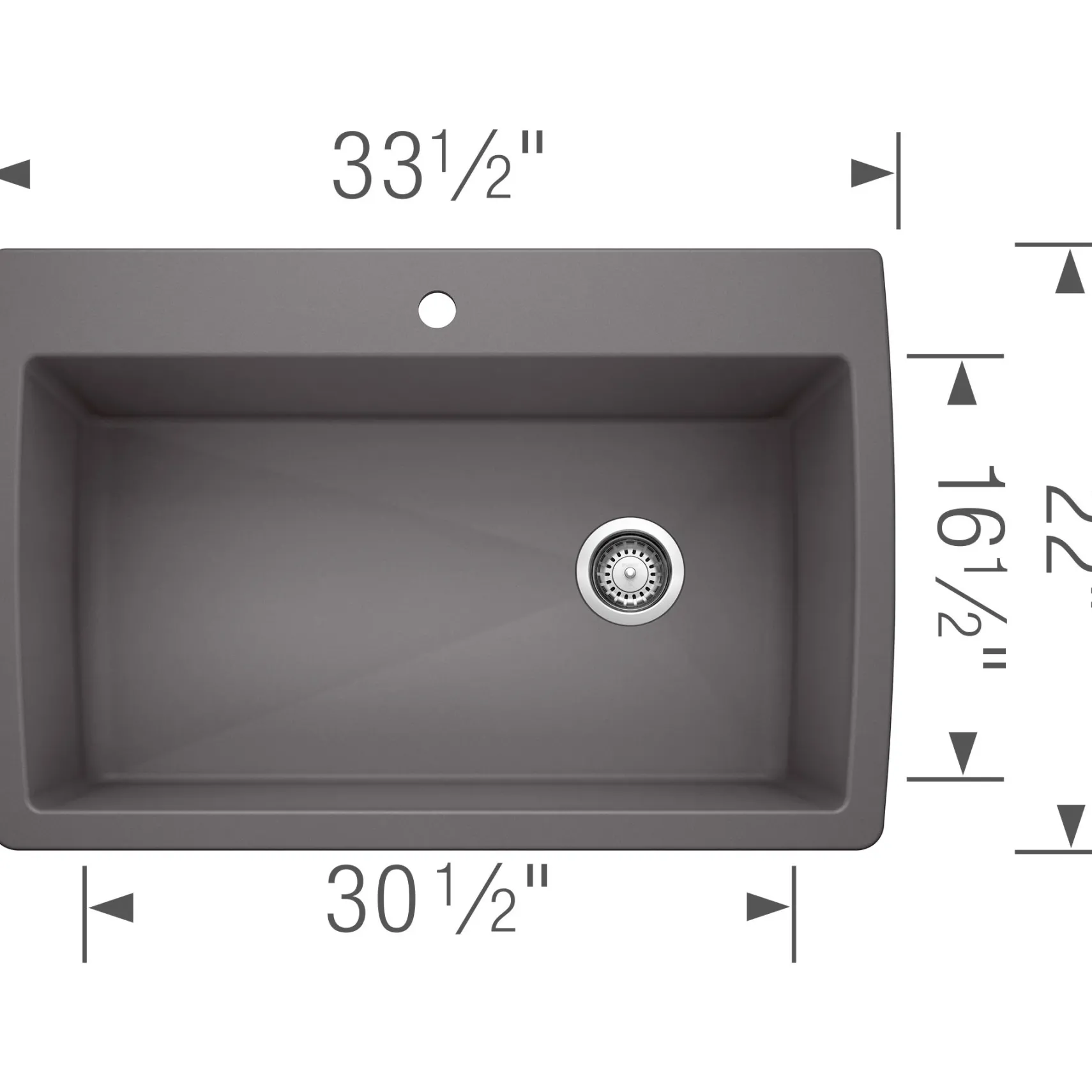 Blanco Diamond 34" Dual Mount Granite Composite Kitchen Sink, Silgranit, Cinder, 441467