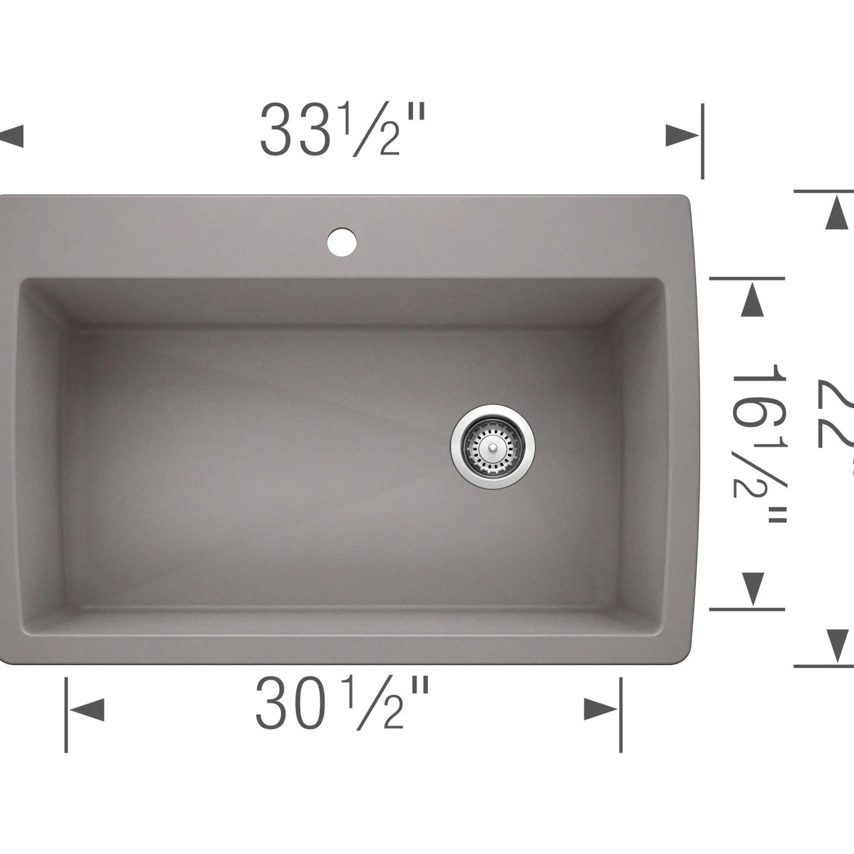 Blanco Diamond 34" Dual Mount Granite Composite Kitchen Sink, Silgranit, Metallic Gray, 440193