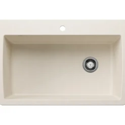 Blanco Diamond 34" Dual Mount Silgranit Kitchen Sink, Soft White, 1 Faucet Hole, 443072