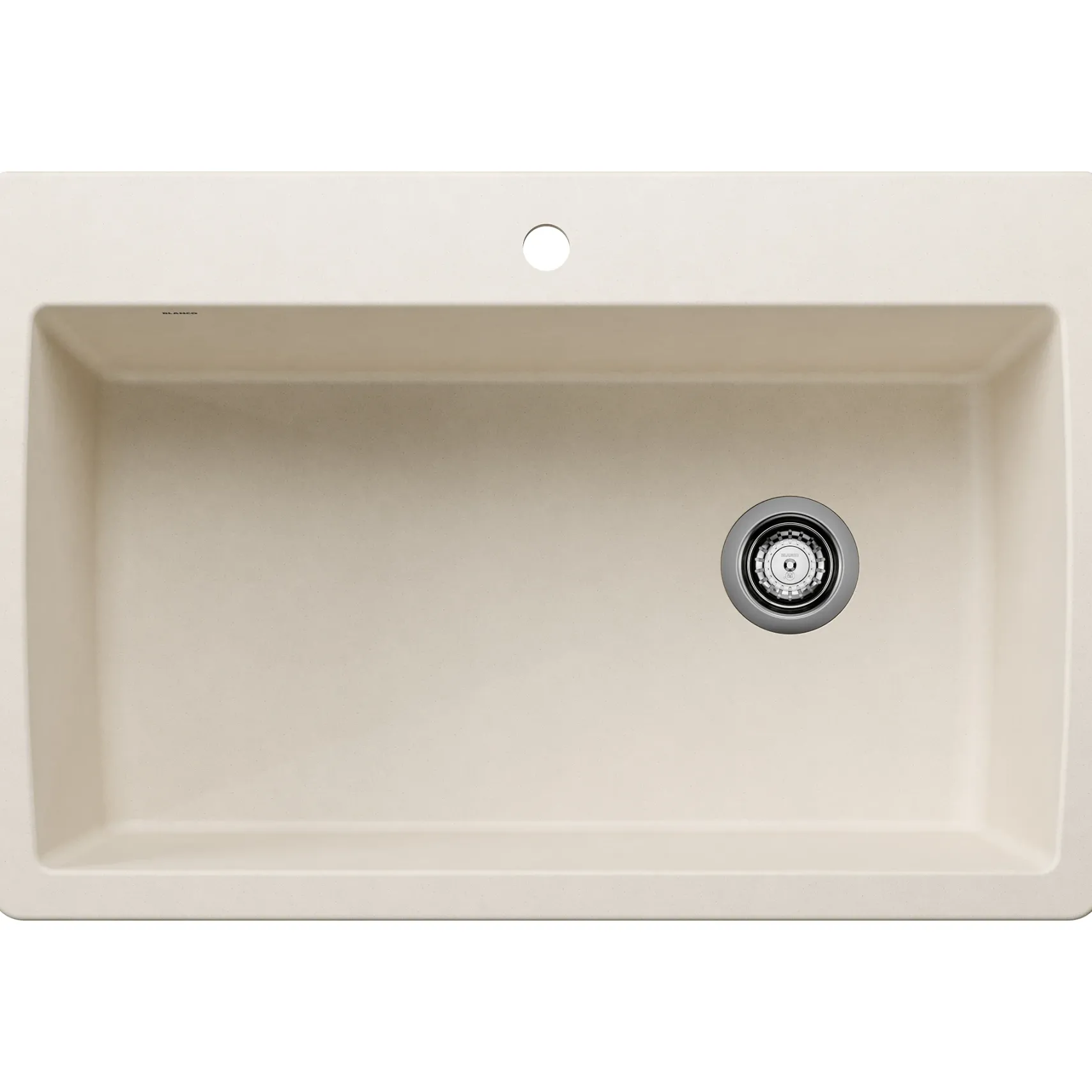 Blanco Diamond 34" Dual Mount Silgranit Kitchen Sink, Soft White, 1 Faucet Hole, 443072