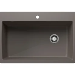 Blanco Diamond 34" Dual Mount Silgranit Kitchen Sink, Volcano Gray, 1 Faucet Hole, 443109