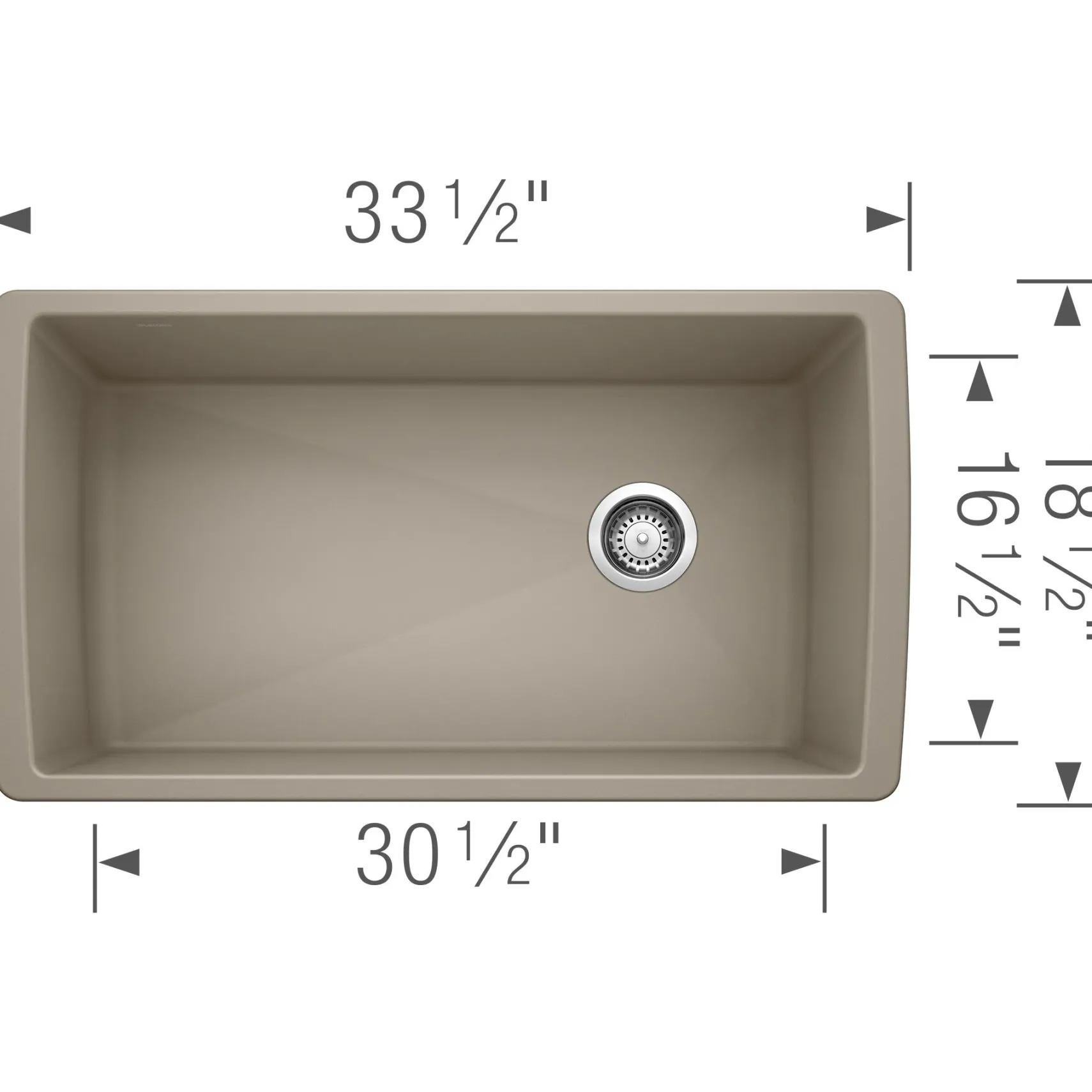 Blanco Diamond 34" Undermount Granite Composite Kitchen Sink, Silgranit, Truffle, 441765
