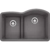 Blanco Diamond 32" Undermount Granite Composite Kitchen Sink, Silgranit, 40/60 Double Bowl, Cinder, 441600