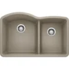 Blanco Diamond 32" Undermount Granite Composite Kitchen Sink, Silgranit, 60/40 Double Bowl, Truffle, 441284