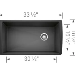 Blanco Diamond 34" Undermount Granite Composite Kitchen Sink, Silgranit, Anthracite, 441768